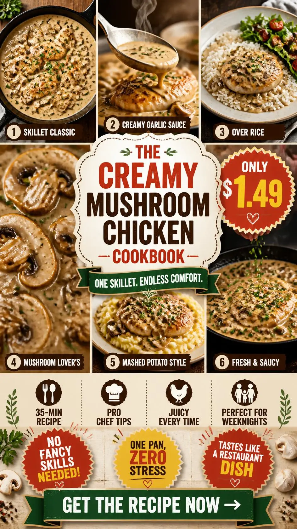Creamy Mushroom Chicken Dinner – Easy One-Skillet Recipe