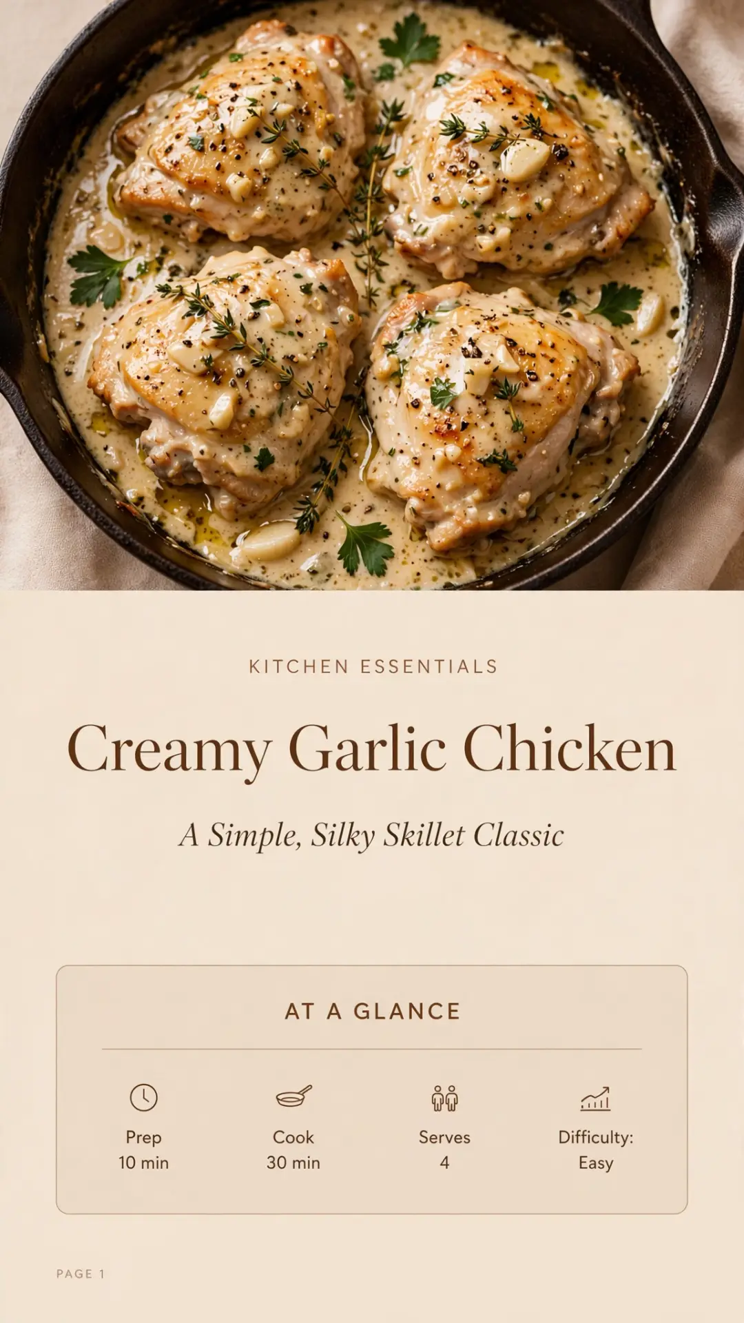 Creamy Garlic Chicken Recipe: A Simple One-Pan Skillet Dinner - Image 4